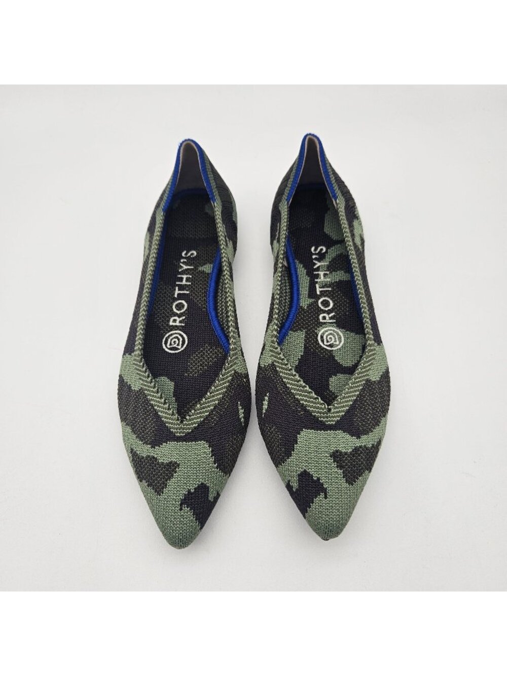 Rothys The Point Olive Camo Slip On Flats Womens Size 5.5 NEW